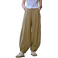 amachi. アマチ AY10-20 Layered Linen Pants HEARTTOUCH Women's Linen Baggy Casual Cotton Bloomers Pants