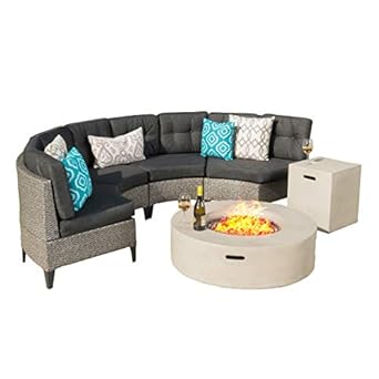 Amazon Com Nessett Outdoor 6 Piece Mixed Black Wicker Half Round