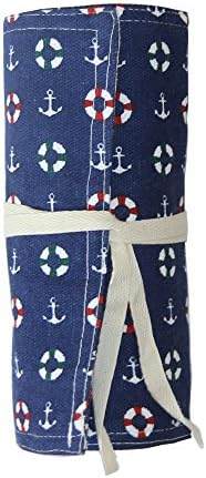 Roll-up Pencil Case for Coloured Pencils – Pencil Case, Pens Roll Pencil Case for Roll-up – Pencil Case Roll, Brush Roll Made from Canvas and Cotton – Ideal for Travel, School, Office and Art 36 blue