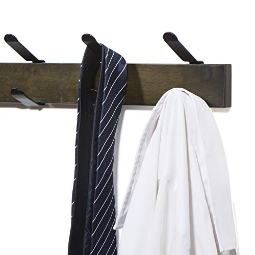 RooLee Coat Hooks Coat Rack Wall Mounted Hat Rack Clothes Hook with 4 Metal Hooks Walnut Finish - Thumbnail 3