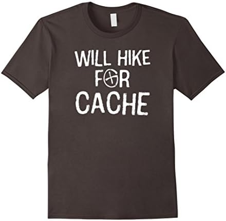 Men's Will Hike for Cache - Funny Cool Geocaching Hiking T-shirt Medium Asphalt