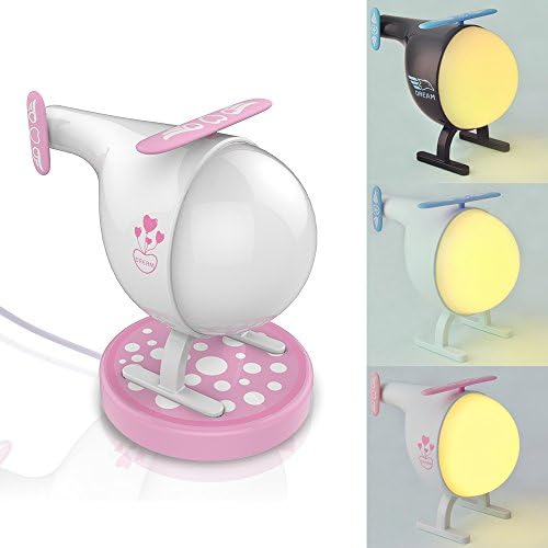 Christmas Gift Night Light-Youngnis Multicolored Intelligent Helicopter Night Light Rechargeable Touch Sensor LED Lamp Best Gift for Children,Kids,Baby (Pink)