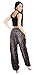 Boho Vib Women's Rayon Print Smocked Waist Boho Harem Yoga Pants (Small/Medium, Peacock 1 Brown)