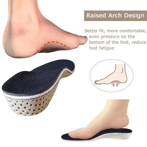 Insoles to increase height Designed with improved arch, non-slip and comfortable riser insoles,Height Increasing Insole Pads 1 pair, (EU 35-43) (Arched 2 cm) Black