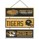 Open Road Brands University of Missouri Football Stadium Linked Wood Wall Decor - Vintage Mizzou Tigers Sign for Man Cave or Dorm Room