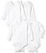 Moon and Back Baby Set of 4 Organic Long-Sleeve Side-Snap Bodysuits, White Cloud, 0-3 Months