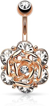 ORECO STEEL Piercing Jewelry,Beautiful Cubic Zirconia Belly Button Bar Barbell Navel Ring Body Piercing Jewelry