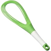 Twisk Whisk - Twisting Whisk - Folds flat 2-in-1 Balloon or Flat whisk 100% silicone construction Dish Washer Safe Balloon an