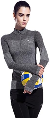 JAST Women's Zipper Stretchy Long Sleeve Yoga Skin Sweatshirt Workout Sports Fast Dry Run Jersey Tops Winter