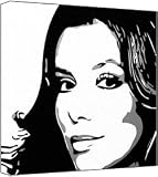 Eva Longoria - Pop Art Print (3-Colour Black, Grey  &  White) 50 x 50 x 2 cm Large Square Deep Box Canvas