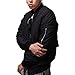 MCCKLE Men`s Zip Hip Hop Varsity Baseball Bomber jacket Black
