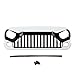 u-Box Front Gladiator Vader Grille in Gloss Black & Painted White 2007-2017 Jeep Wrangler JK & Wrangler Unlimited (W7 Paint Code,Bright White)