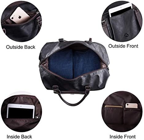 Oversized Leather Travel Duffel Bag, Weekender Overnight Bag Waterproof Leather Large Carry On Bag Travel Tote Duffel Bag for Men or Women-Black 3 Oversized Leather Travel Duffel Bag, Weekender Overnight Bag Waterproof Leather Large Carry On Bag Travel Tote Duffel Bag for Men or Women-Black