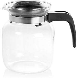 Wenco Glazen Kan, Theepot Met Deksel, Vulvolume: 1,25 L, Glas/Kunststof, Transparant/Zwart