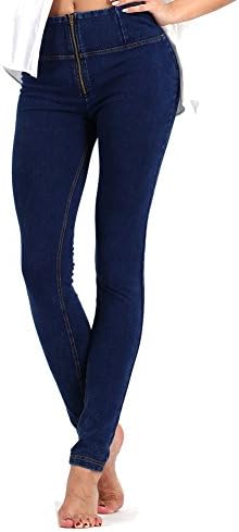 June Julien Women's Stretch Skinny Demin Jeans for Women Jeggings with Pockets Pants Demin Blue S
