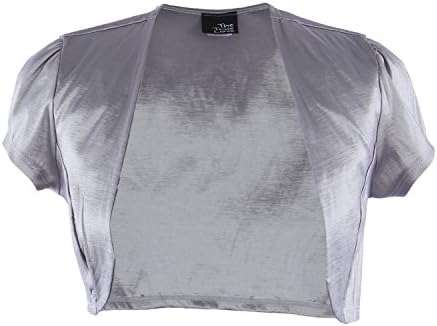 The True Love Cap Sleeve Satin Shrug Bolero Evening Cardigan, 3XL, Silver
