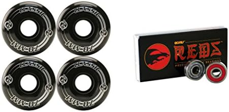 KRYPTONICS CLASSIC 70MM 80A BLACK Longboard Skate Wheels + BONES REDS BEARINGS