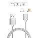 NetDot Gen3 USB2.0 Magnetic Charging & Data Transfer Cable with 1 iOS Connector and 1 Micro-USB Connector Compatible with Both Android Smartphone and iPhone - 5 Feet/3 Pack Silver