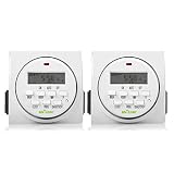 BN-LINK 7 Day Heavy Duty Digital Programmable Timer, FD60 U6, 115V, 60Hz, Dual Outlet, Indoor, Packaging May Vary, Dual Outlet, For Lamp Light Fan Security UL Listed(2 Pack)