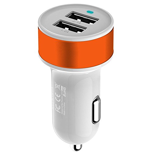 Pawtec Signature Mini Dual USB Car Charger 5V 3.1A/15W High-Speed with Storage Sleeve - Compatible with iPhone XS, XS Max, X, 8, 7, 6s, 6, iPad, Samsung Galaxy / Note9 (White)