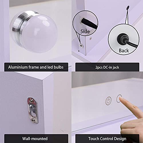 Nitin Hollywood Vanity Mirror with Lights, Tabletop or Wall Mounted