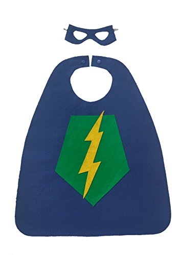 Superhero Cape and Mask Set for Kids (shield/lightning bolt)