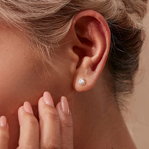 MomentWish Moissanite Women's Earrings, 1-4 Carat Moissanite Diamond 925 Sterling Silver/Gold/Rose Gold Hypoallergenic Earrings Jewelry Gift for Women 4/5/6.5/7.5/8 mm