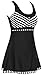 Women's One Piece Sailor Striped Swimsuit Plus Size Swimwear Cover up Swimdress