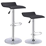 Costway Set Of 2 Swivel Bar Stools Adjustable PU Leather Backless Dining Chair (Black)