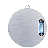 SUMCOO Stainless Steel Digital Kitchen Scale,Portable Hanging Cooking Baking Food Scale,Measuring Counting Nutrition Gram Weight Scale 5KG/11 LB Black (round)