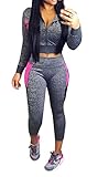 Ybenlow Women's 2 Piece Floral Bodycon Sweatsuit Set Tracksuit Outfit (Medium, 4-Multicoloured)
