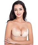Anmengte Bra Reusable Self Adhesive Silicone Invisible Backless Sexy Nubra Common(Beige B)
