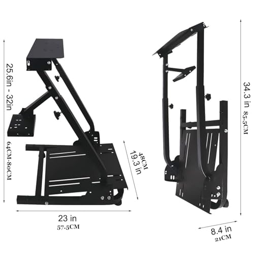 Sim Racing Wheel Stand, Adjustable Steering Simulator Gaming Cockpit, Compatible with Logitech G25,G27,G29,G920, Black 58 * 48 * 80CM