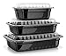Green Label [21 Pack] Assorted Meal Prep Containers [3 Sizes] with Lids, Bento Box and Food Storage, Microwavable, Stackable, Dishwasher and Freezer Safe, Amazon Exclusive, Black.