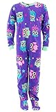 Komar Kids Big Girls' Purple Owl Footed Pajamas