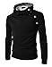 4BH Mens Casual Luxury Buckle Hoodie Slim Cotton Sweatshirts BLACK US L(Tag size 2XL)