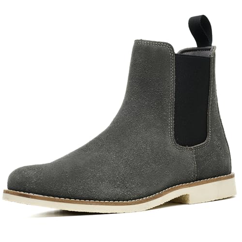 SL-Saint Handgefertigte Klassische Chelsea Stiefel für Männer Mode Echtes Rindsleder Slip On (Grau Lederfutter, Erwachsene, Herren, 42.5, Numerisch, EU Schuhgrößensystem, M)