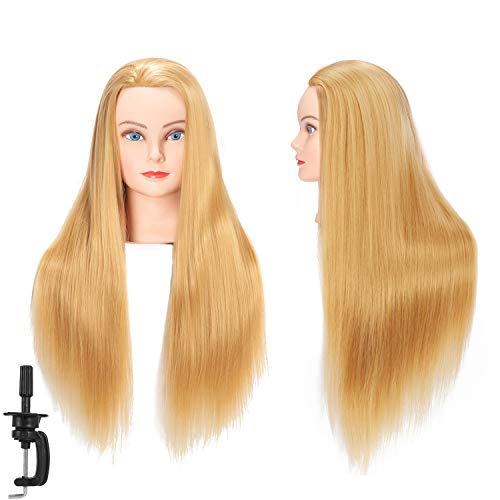 Training Head 26"28" Mannequin Head Synthetic Fiber Cosmetology Doll Head Hair Styling Manikin
