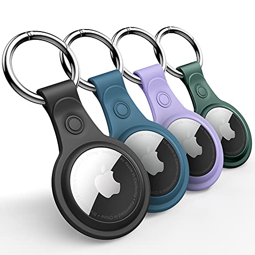 AINOYA Designed for Appale AirTag Keychain, 4 Pack Soft Silicone AirTag