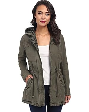 Womens Hoodie Cotton Parka w/ Aztec Details