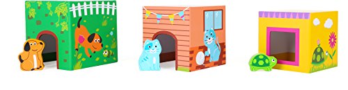 small foot Bunte Stapelwürfel "Haustiere" aus Pappe, Motorikspielzeug mit 6 Haustieren aus Holz, ab 12 Monate, 10044 – Bild 4