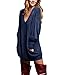 ZANZEA Women's V-Neck Long Sleeve Loose Blouse Jumper Tops Mini Dress Pullover Blue US 4/Asian S