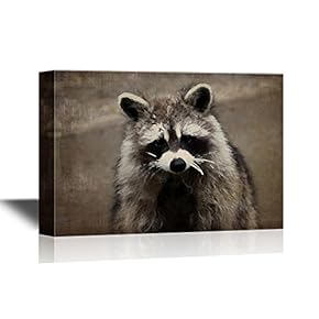 Wild Animal Canvas Wall Art - Little Raccoon on Abstract Background - Gallery Wrap Modern Home Art | Ready to Hang - 12x18 inches