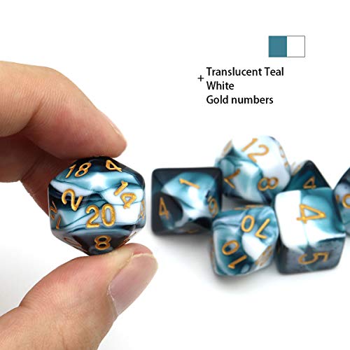 PJOY DND Dice Set Wisp D D Dice for Dungeons and Dragons Role Playing Games (Red Black) (Teal White) - Thumbnail 2