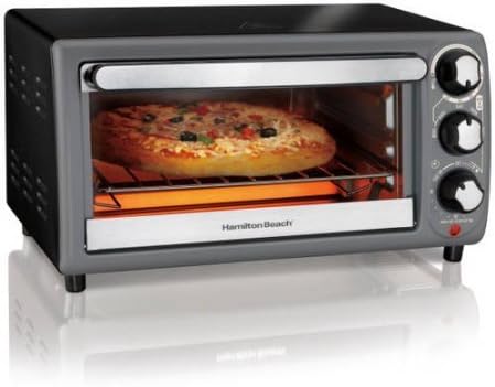 Convection 4-Slice Toaster Ovens (Charcoal) Hamilton Beach Keep Warm Broil Bake Bagel and Toast