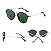 JIM HALO Classic Round Sunglasses for Men Women Polarized Lens UV400 (Shiny Black/Polarized Green)
