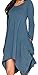 WearLove Women Asymmetrical Loose Long Sleeve Pockets Tunic Shirt Dress Grey Blue M