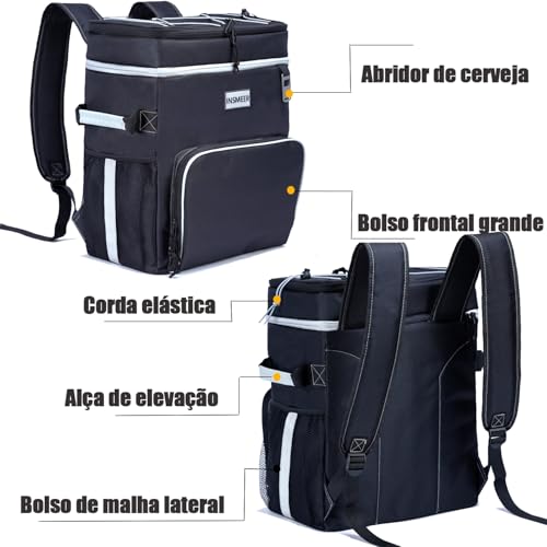 INSMEER Mochila térmica, refrigerador de praia isolado grande refrigerador de acampamento macio à prova de vazamento