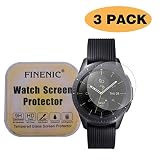 FINENIC【3-Pack】 Compatible for Samsung Galaxy Watch (46mm) / Gear S3 Frontier Samsung smartwatch Tempered Glass Screen Protector.[9H Hardness] [Crystal Clear] [Bubble Free Installation]