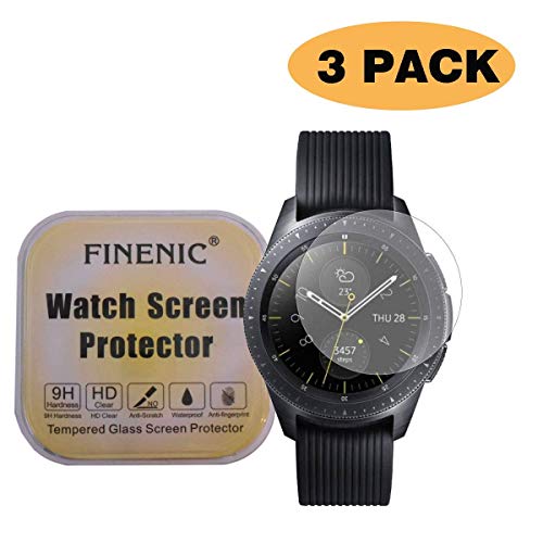 FINENIC【3-Pack】 Compatible for Samsung Galaxy Watch (46mm) / Gear S3 Frontier Samsung smartwatch Tempered Glass Screen Protector.[9H Hardness] [Crystal Clear] [Bubble Free Installation]